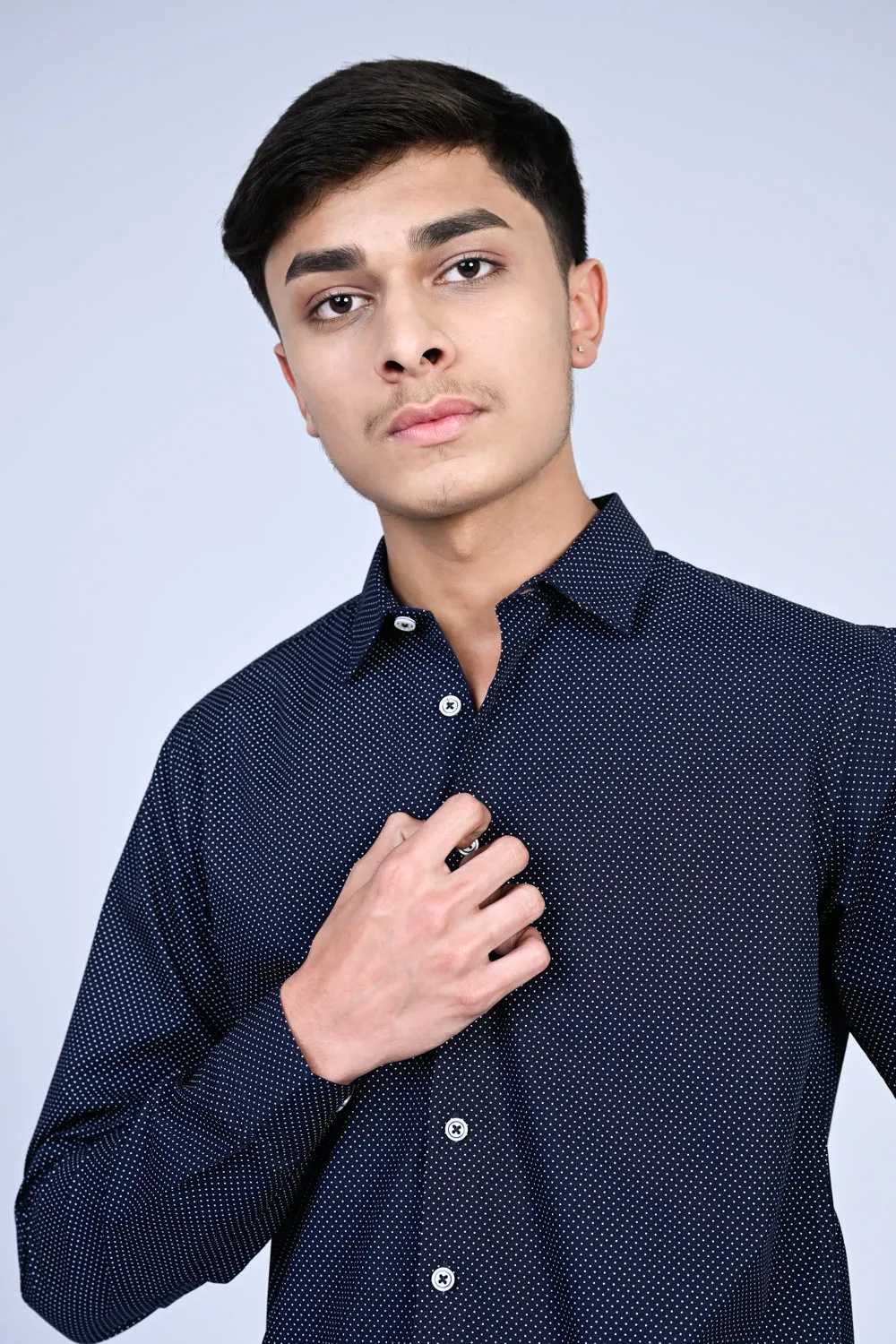 MEN DARK NAVY CASUAL SHIRT