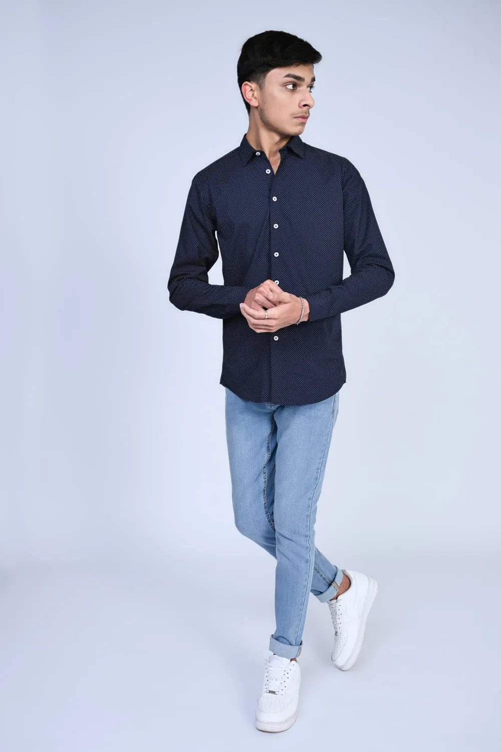 MEN DARK NAVY CASUAL SHIRT