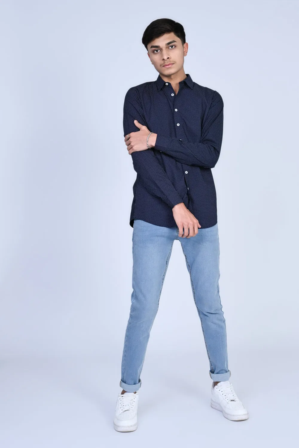 MEN DARK NAVY CASUAL SHIRT