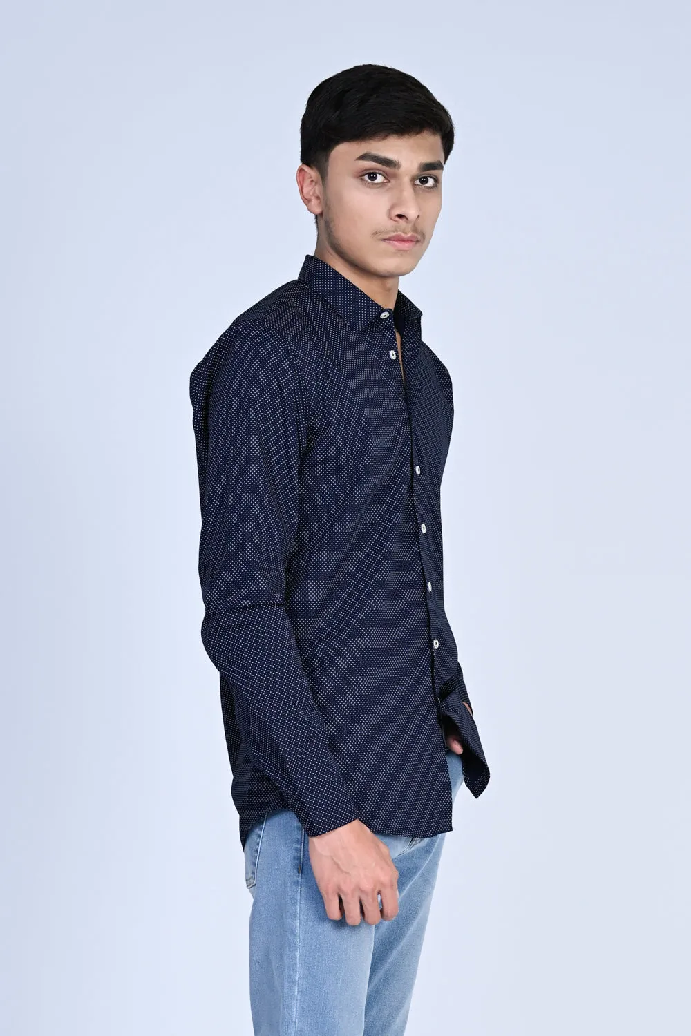 MEN DARK NAVY CASUAL SHIRT