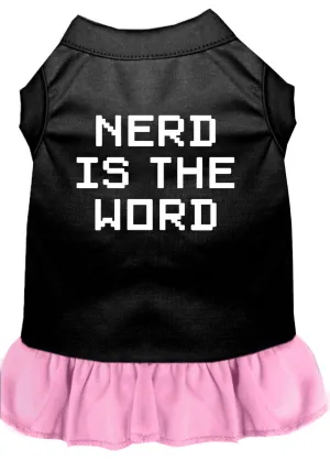 Nerd Is The Word Screen Print Dress Black With Light Pink Xxl