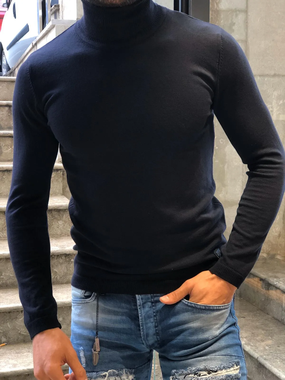 New Look Dark Blue Light Weight Turtle Neck