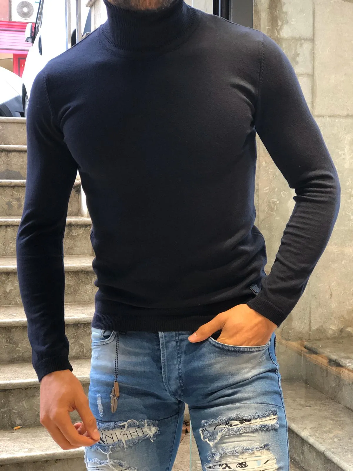 New Look Dark Blue Light Weight Turtle Neck