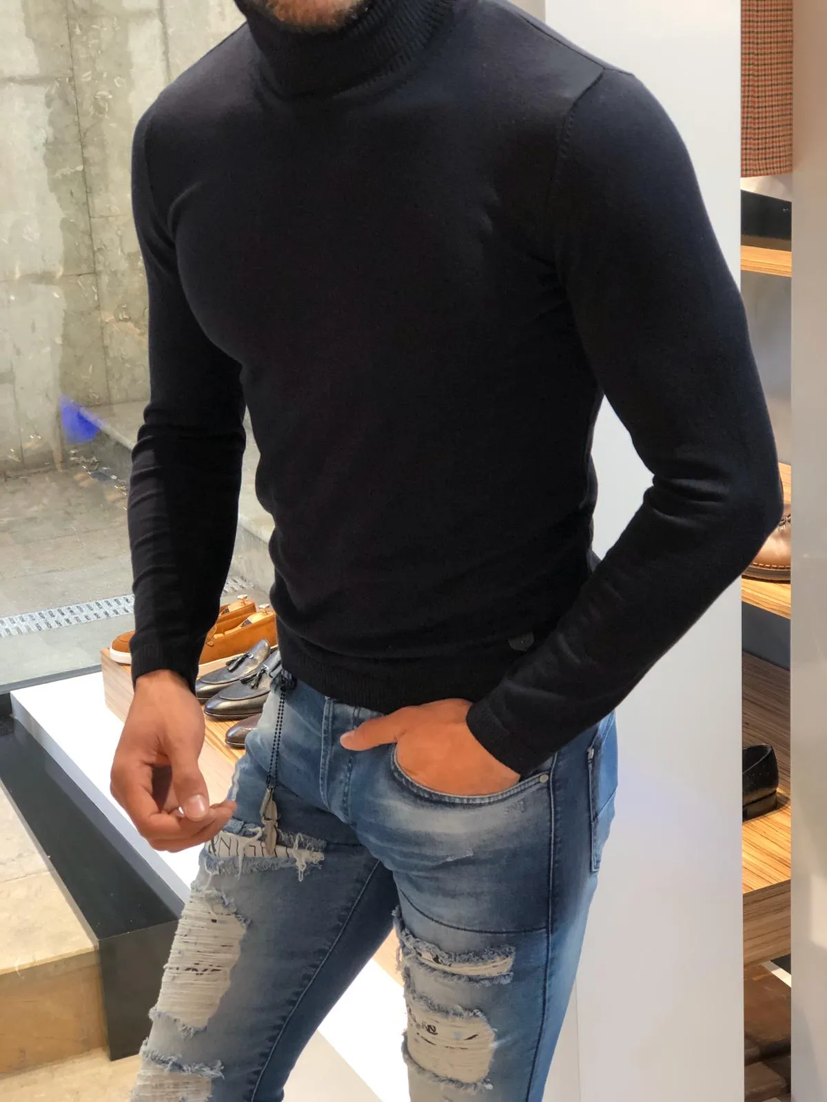 New Look Dark Blue Light Weight Turtle Neck