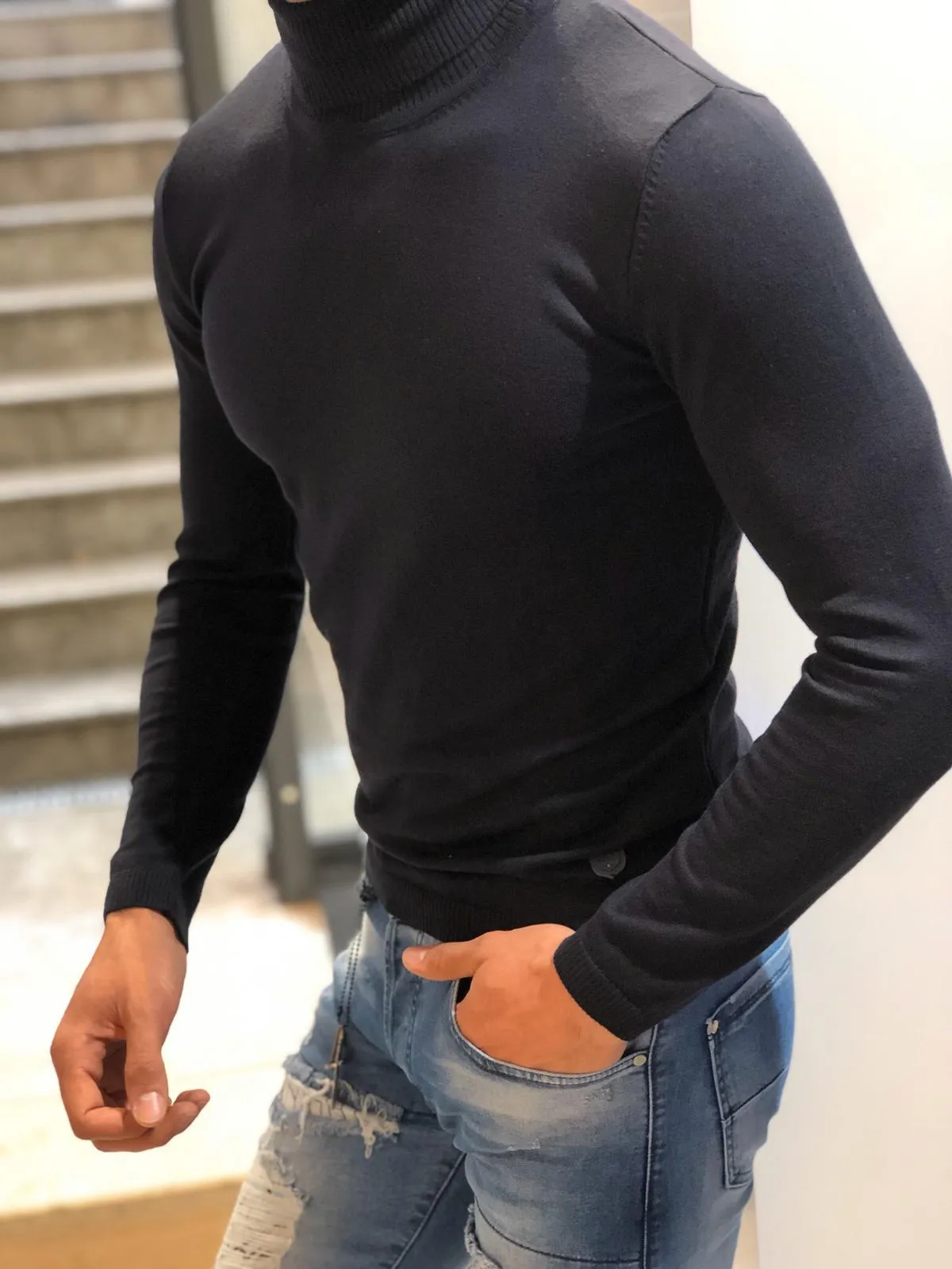 New Look Dark Blue Light Weight Turtle Neck