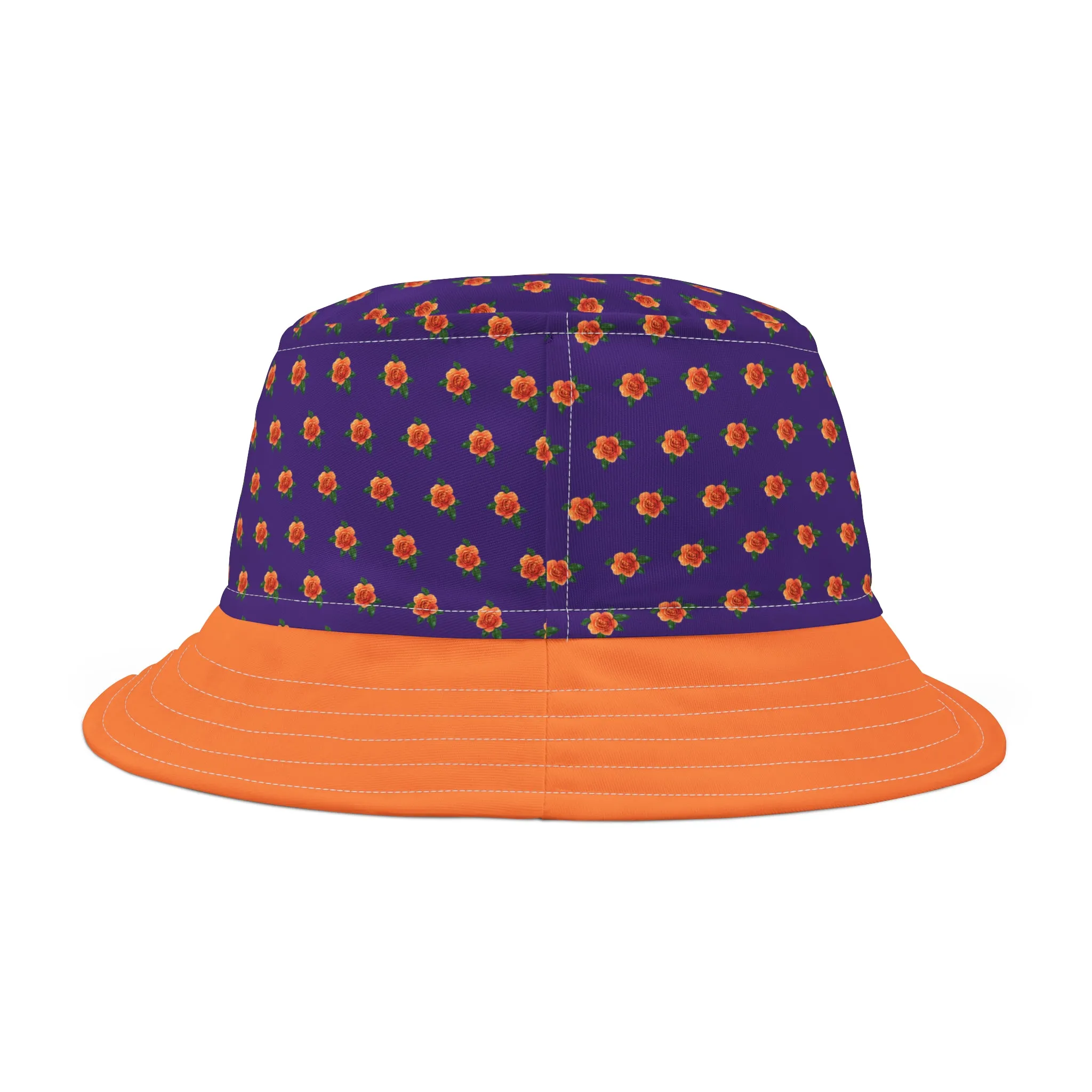 Orange and Purple Floral Bucket Hat (AOP)