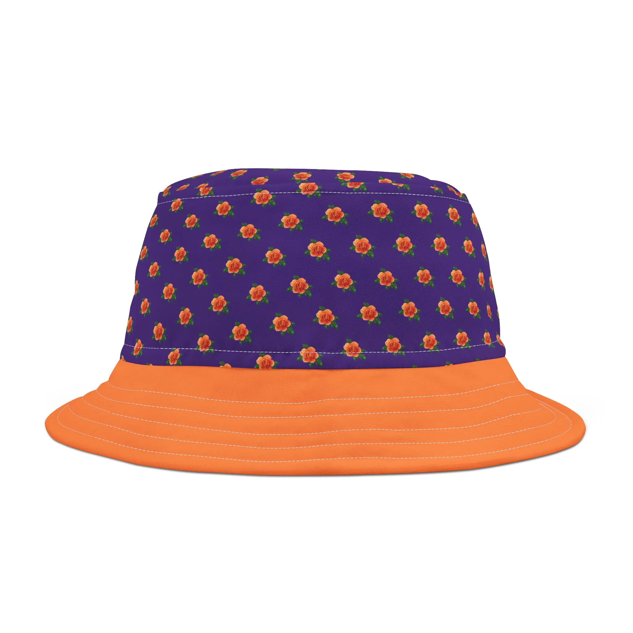 Orange and Purple Floral Bucket Hat (AOP)