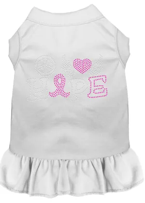 Peace Love Hope Breast Cancer Rhinestone Pet Dress White Xs