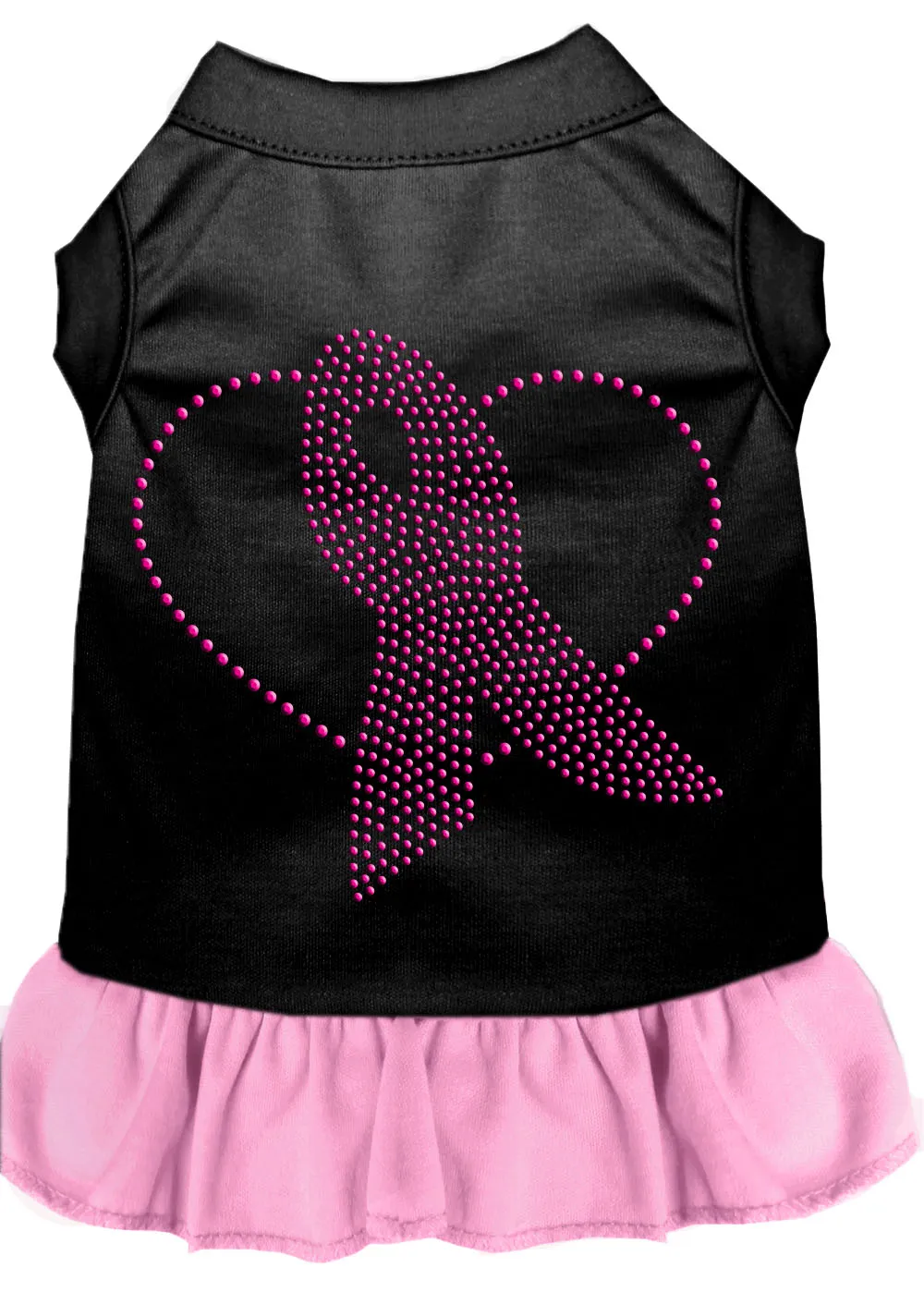 Pink Ribbon Rhinestone Dress Black With Light Pink Xxxl