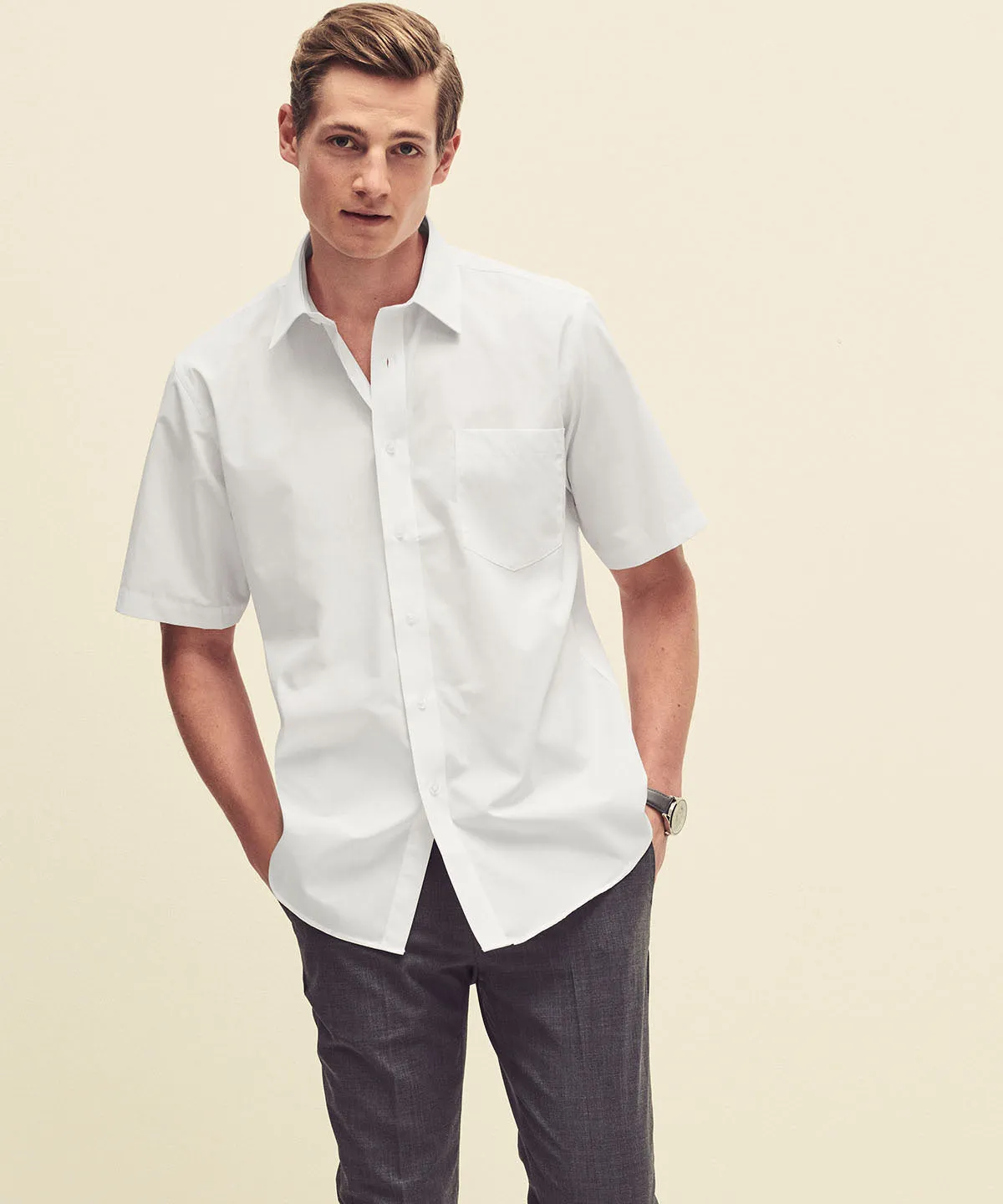 Poplin short sleeve shirt | Red