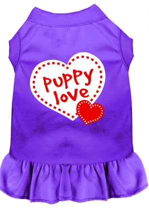 Puppy Love Screen Print Dress Purple Xs