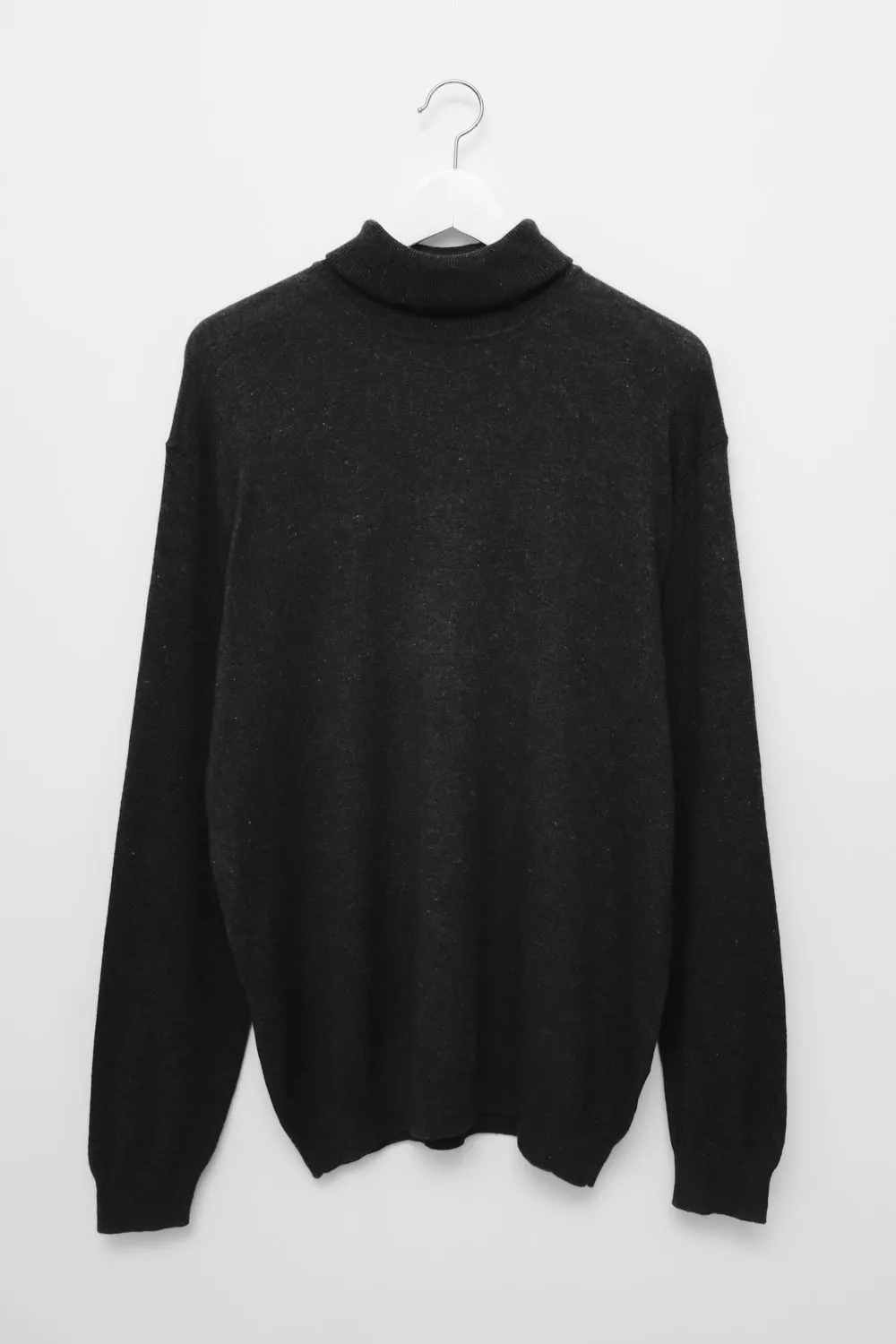 PURE CASHMERE SILK ANTHRACITE TURTLE SWEATER