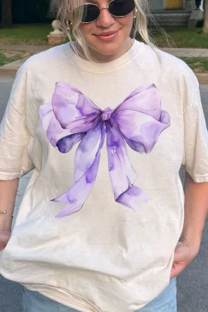 Purple Watercolor Bow Comfort Colors Adult Ring-Spun Cotton Tee