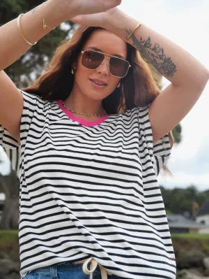 Rebel Club Be Bold Stripe Tee Black White
