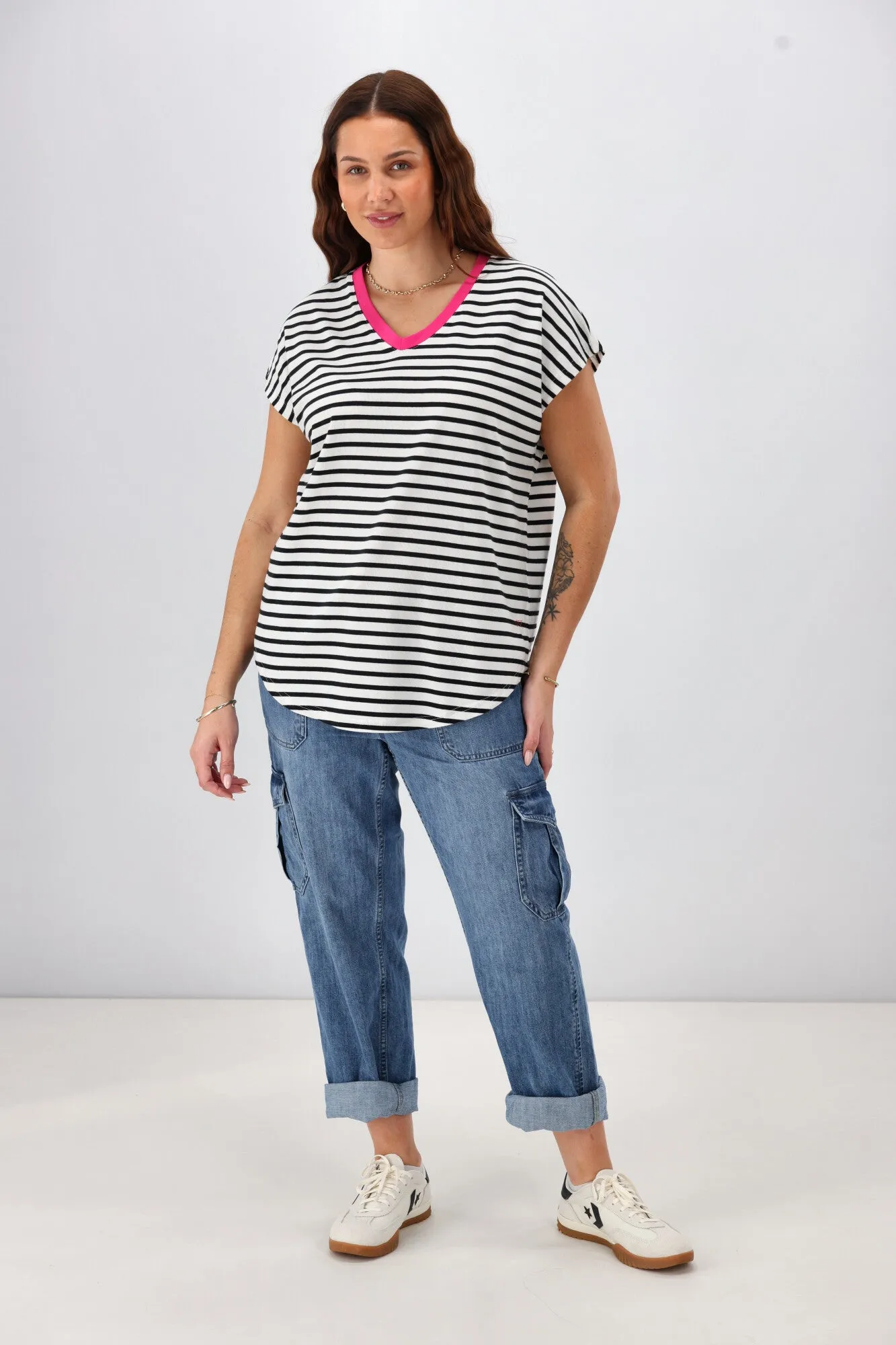 Rebel Club Be Bold Stripe Tee Black White