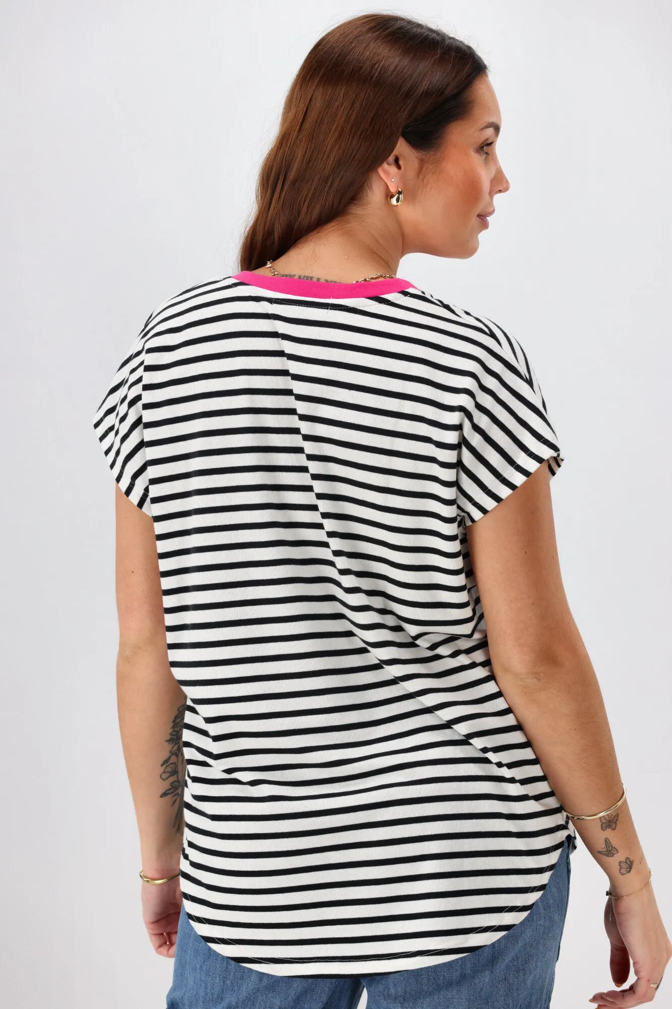 Rebel Club Be Bold Stripe Tee Black White
