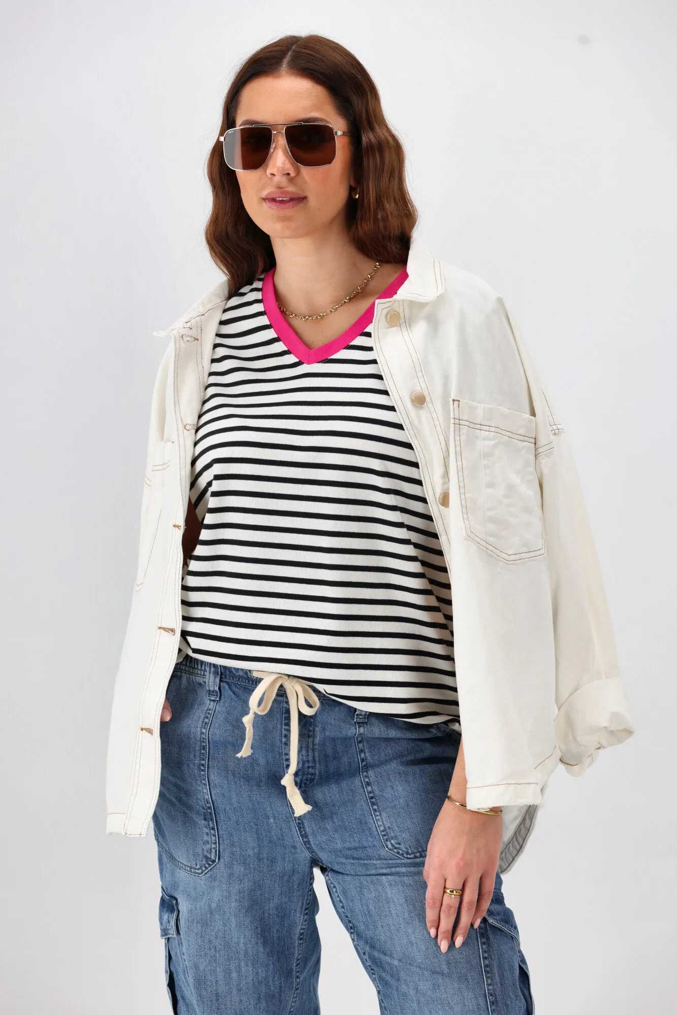 Rebel Club Be Bold Stripe Tee Black White