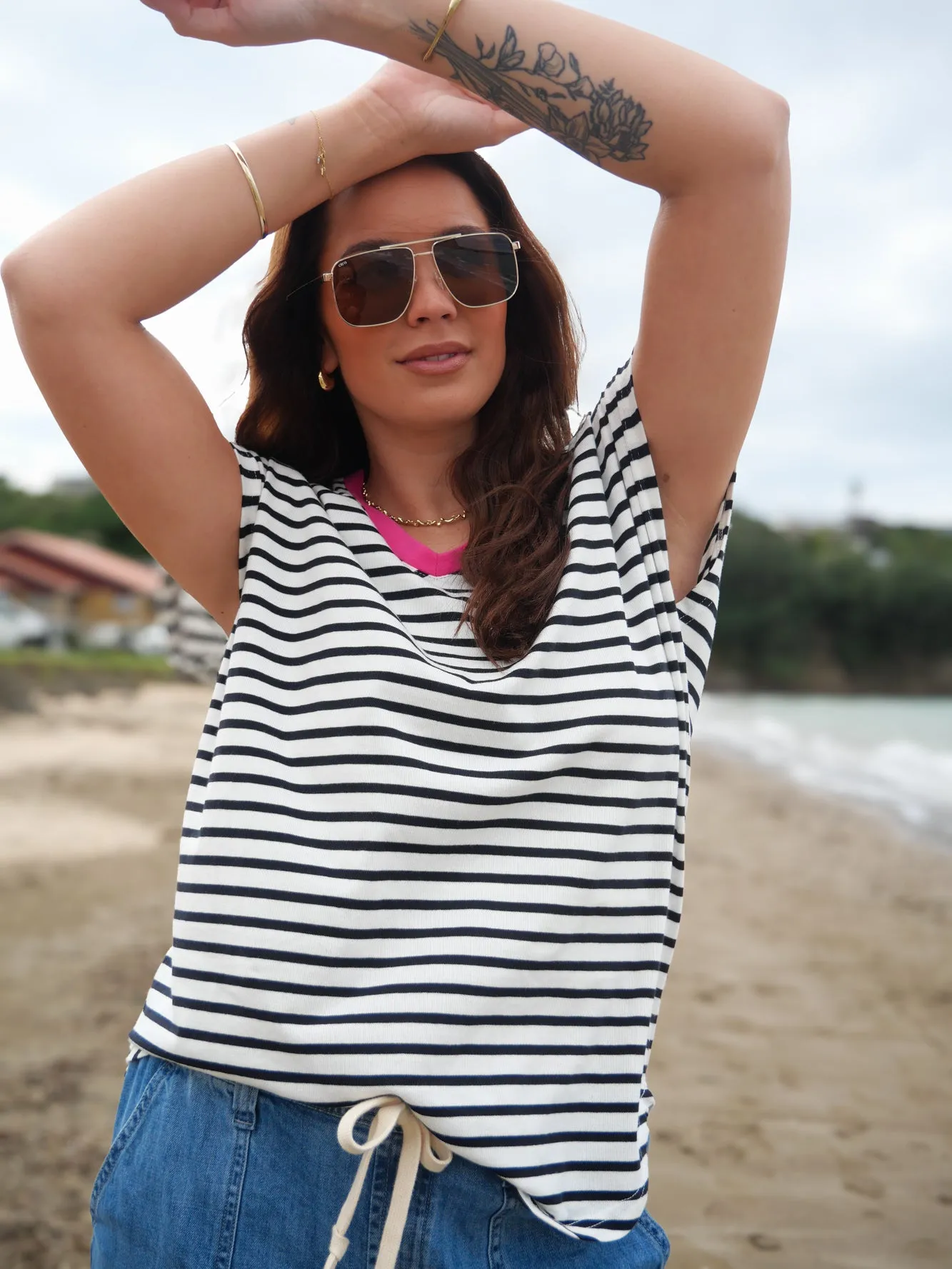 Rebel Club Be Bold Stripe Tee Black White