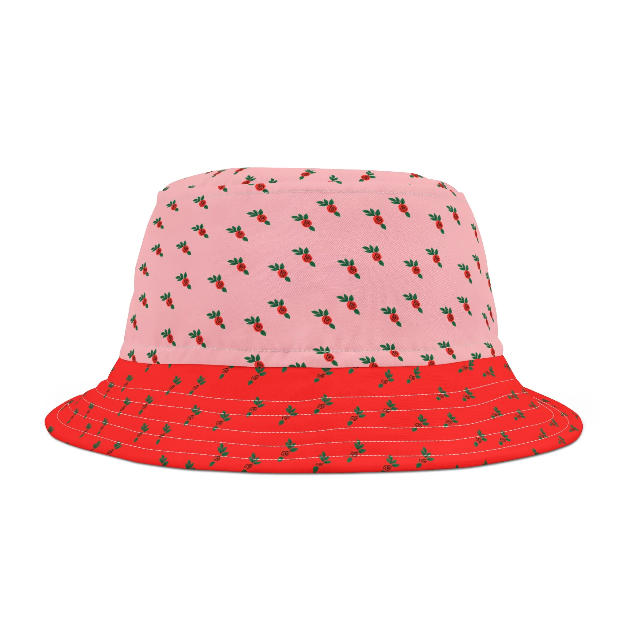 Red and Pink Floral Bucket Hat (AOP)
