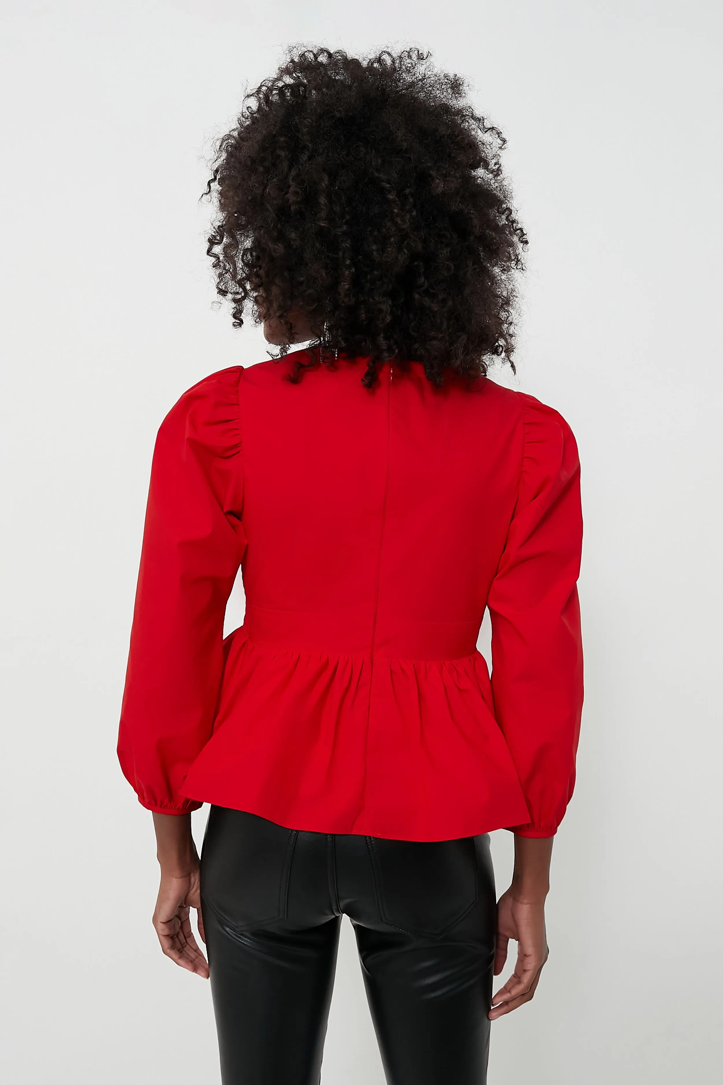 Red Puff Sleeve Elaina Blouse