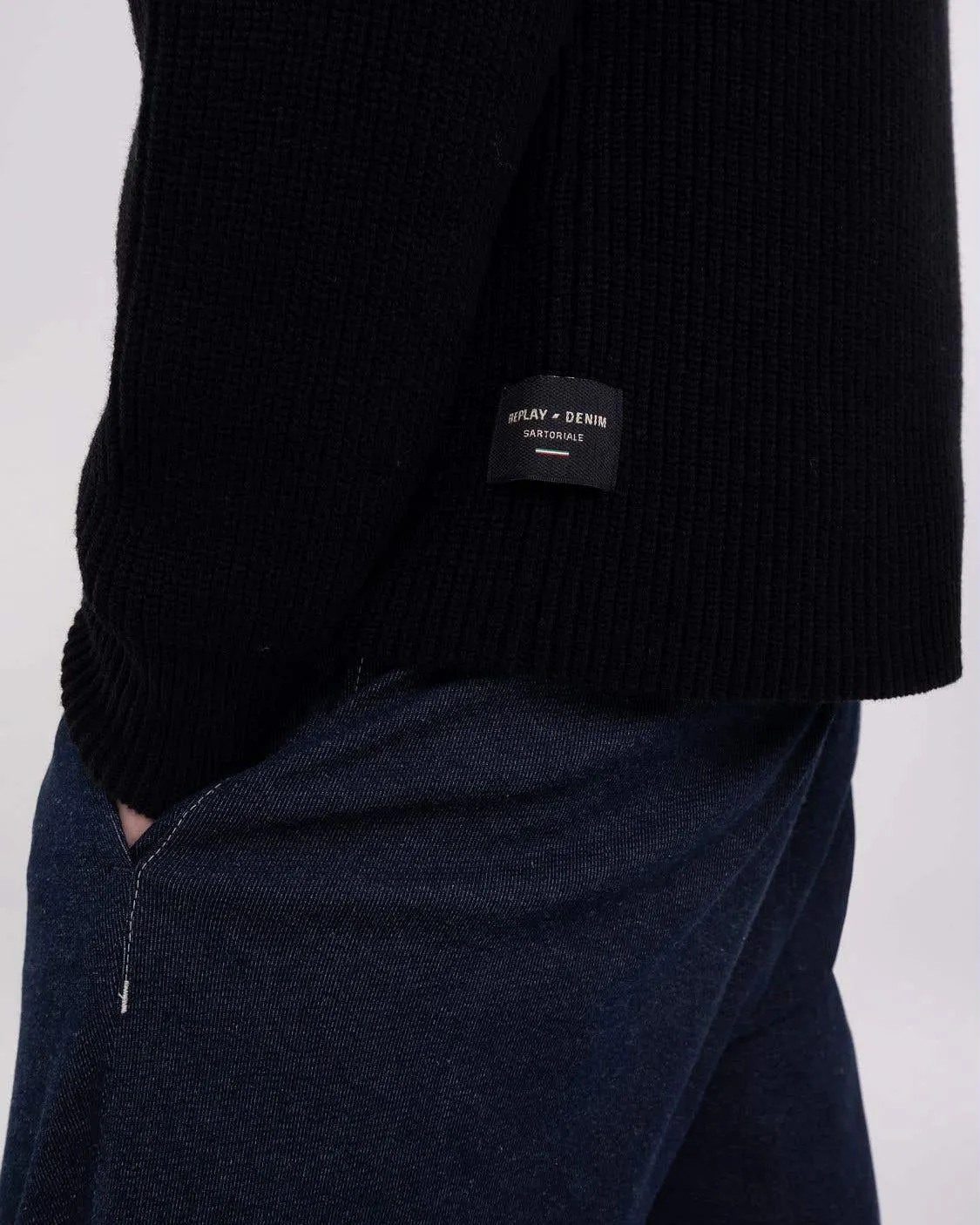Replay Sartoriale Turtleneck Knitted Sweater - Black