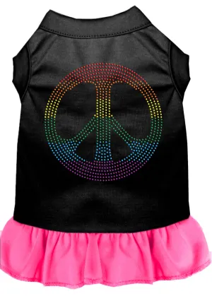 Rhinestone Rainbow Peace Dress Black With Bright Pink Xs