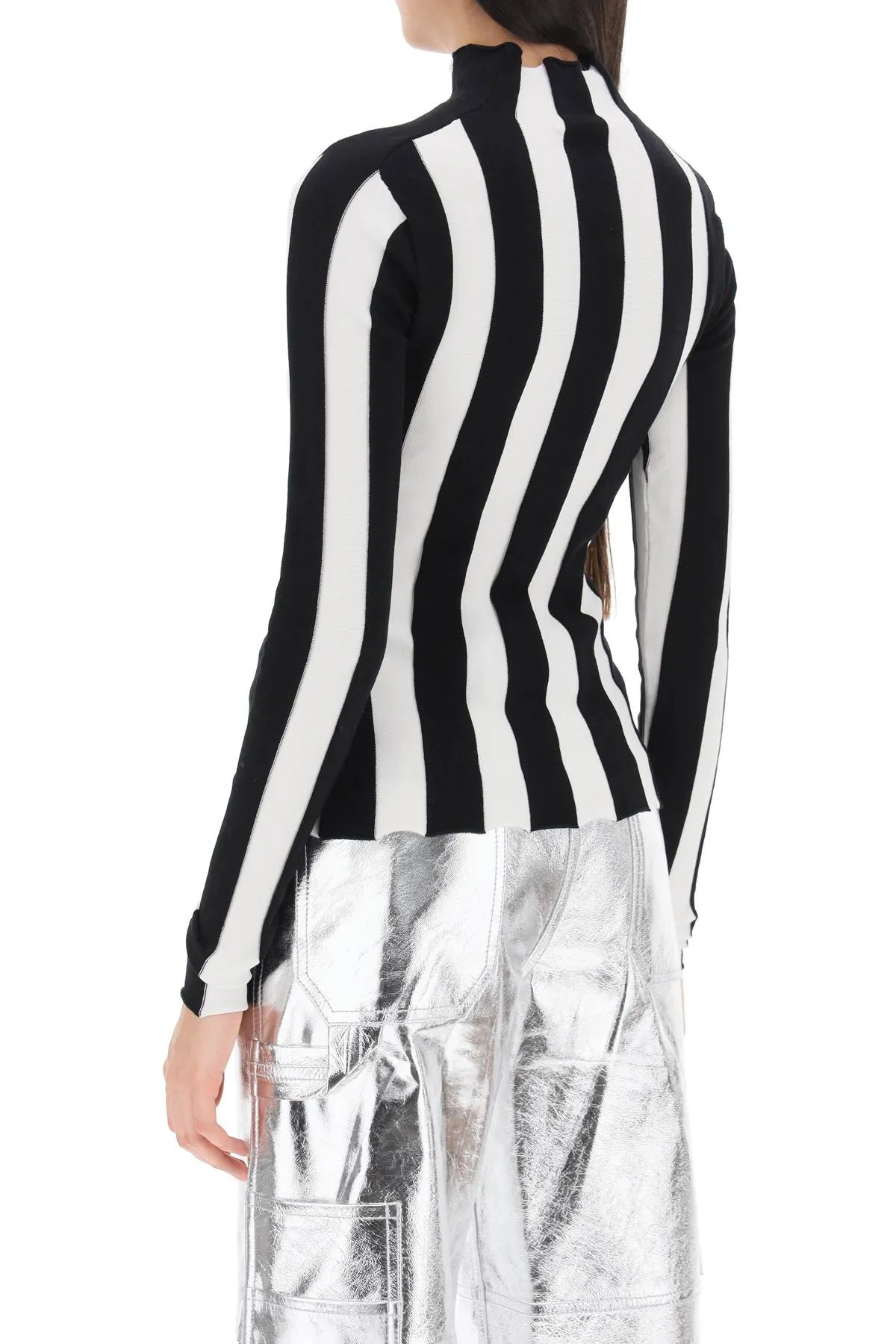 ridley striped funnel-neck sweater 909INT PS24 BLACK WHITE