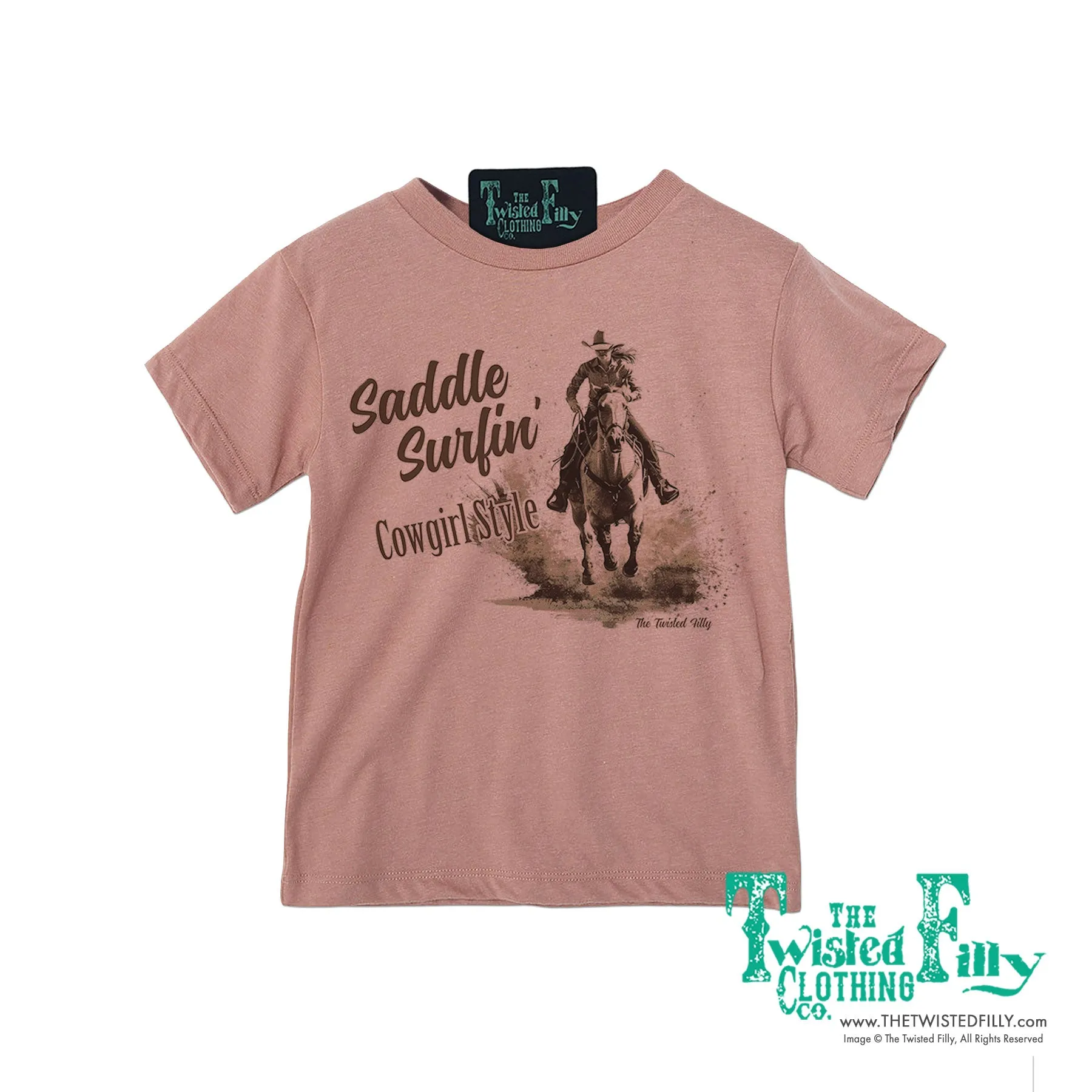 Saddle Surfin' Cowgirl Style - S/S Girls Toddler Tee - Assorted Colors