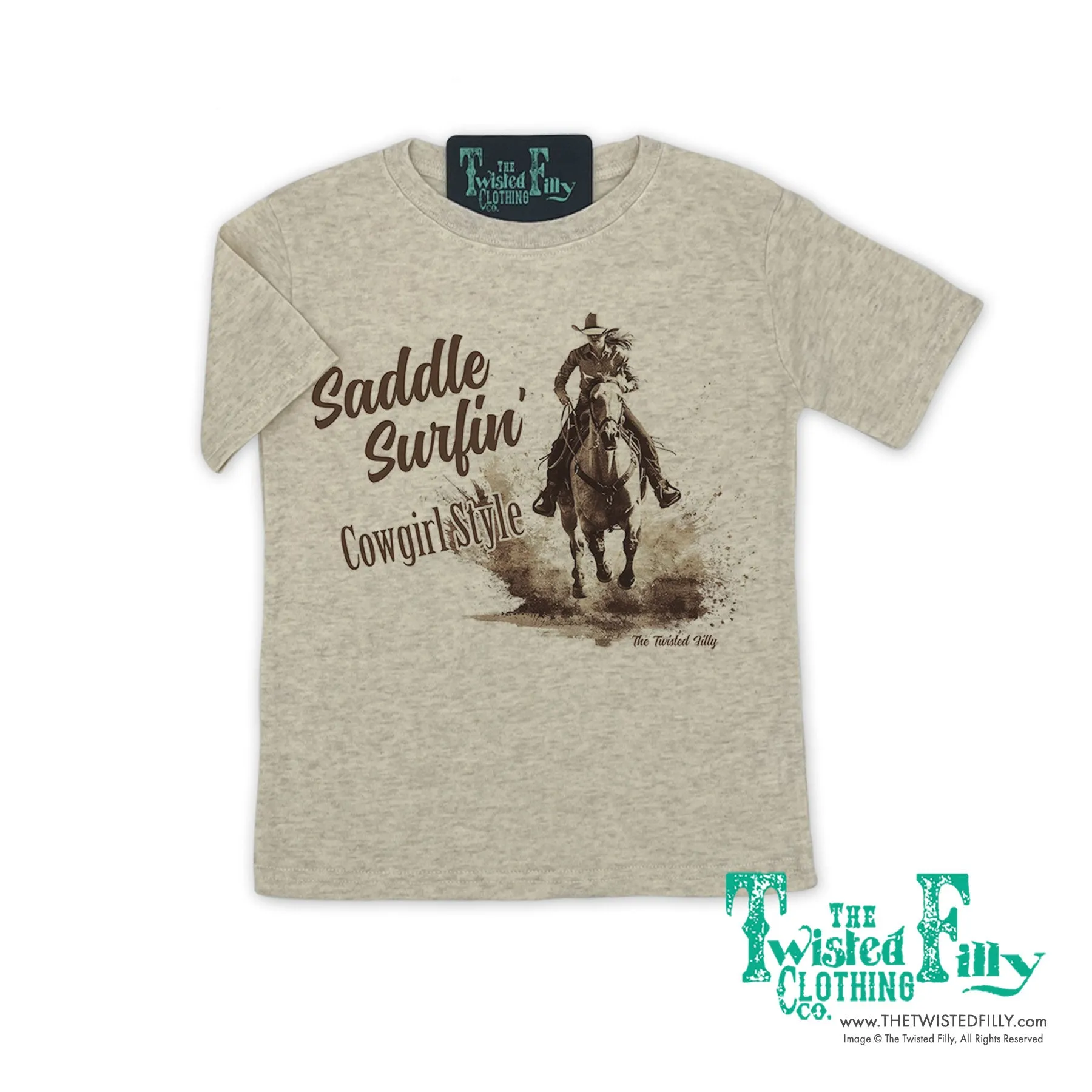 Saddle Surfin' Cowgirl Style - S/S Girls Toddler Tee - Assorted Colors