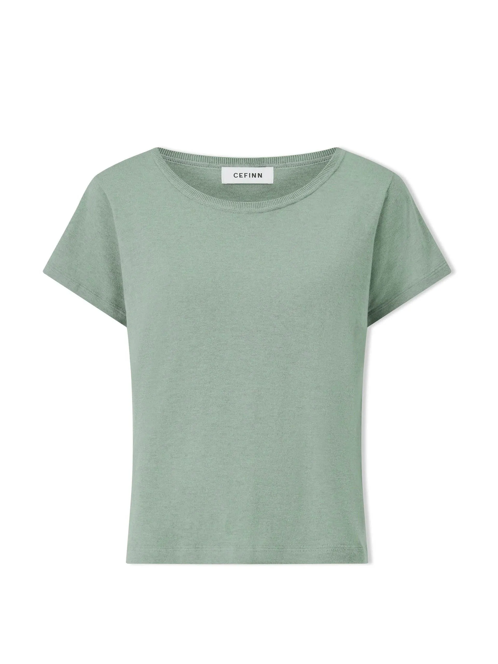 Sage green Madison linen blend round neck knit t-shirt
