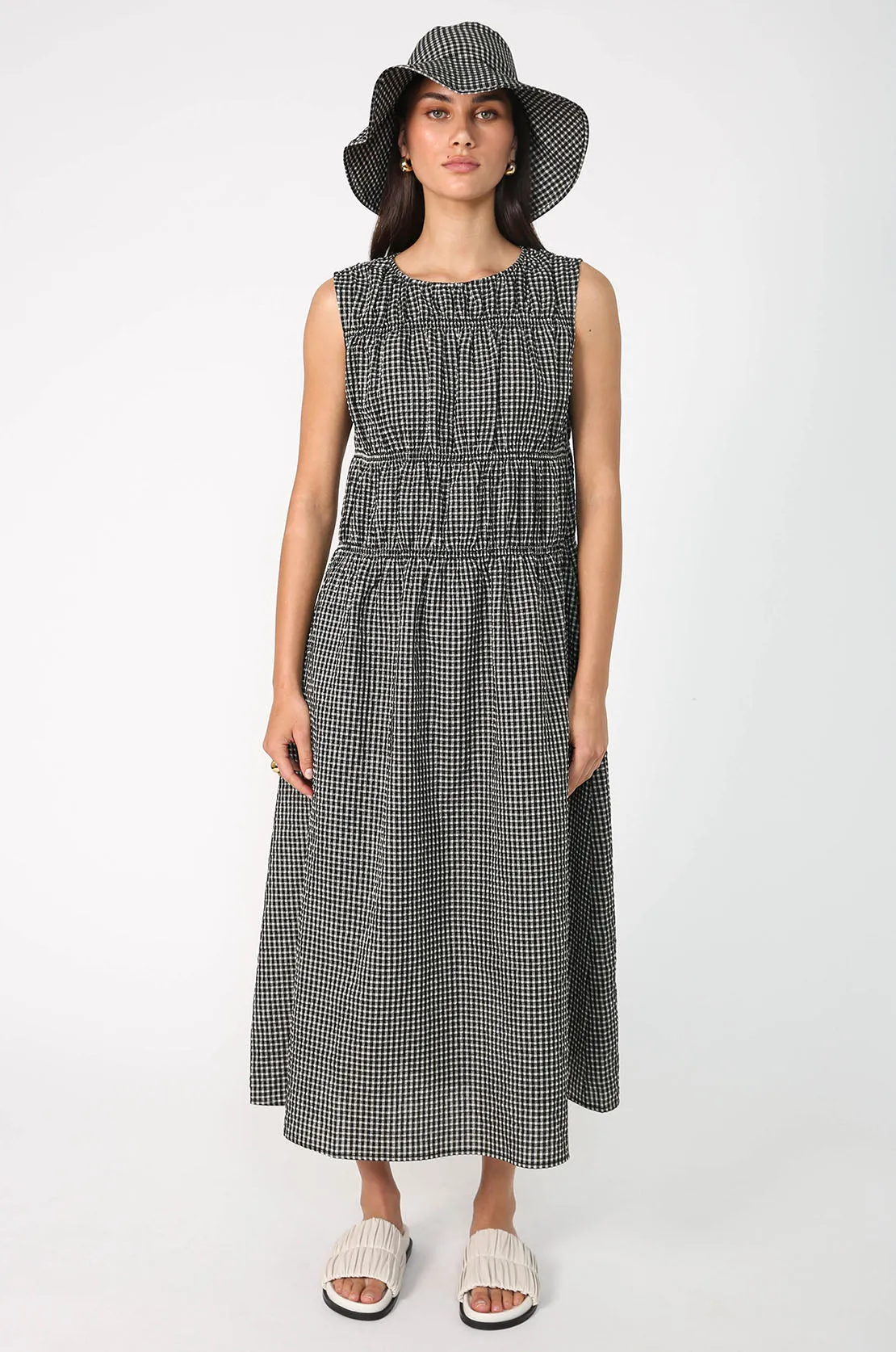scorch tank dress / black|natural check