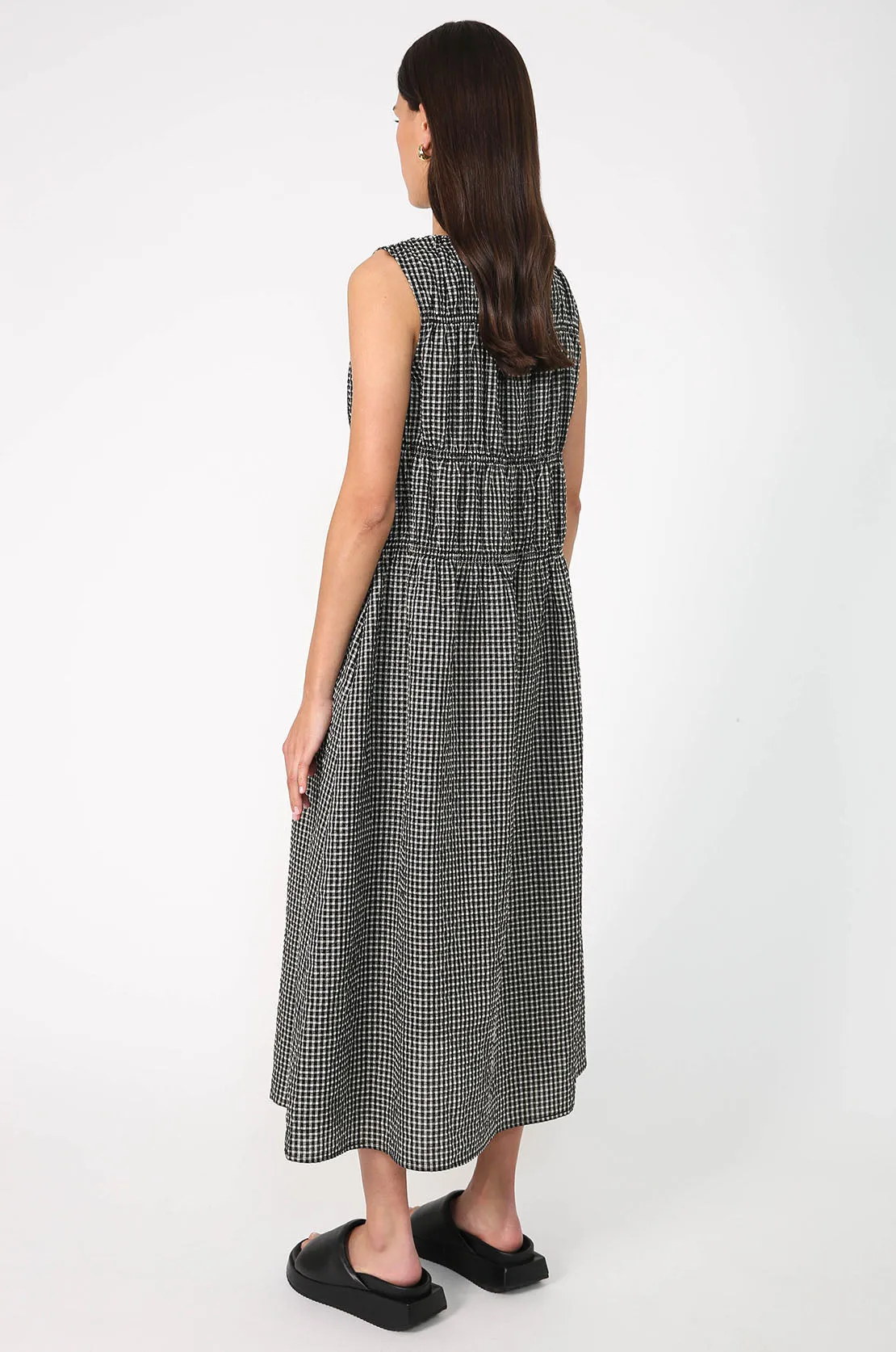 scorch tank dress / black|natural check