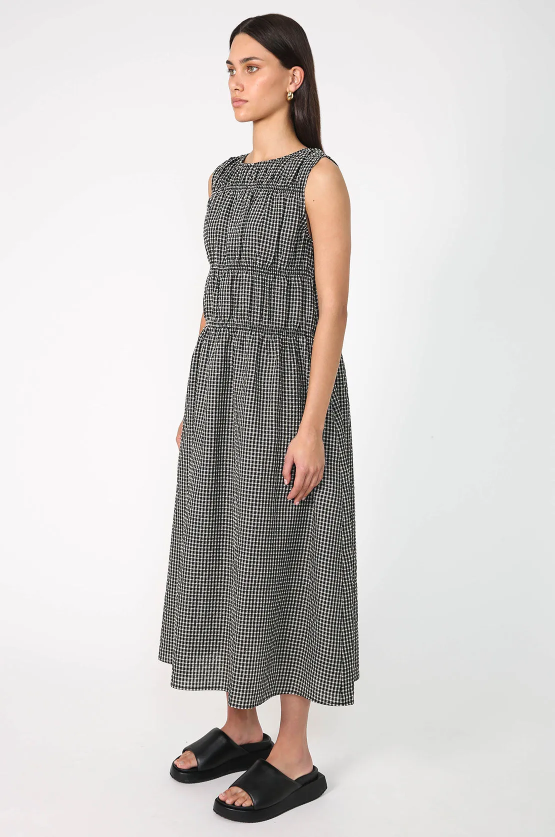 scorch tank dress / black|natural check