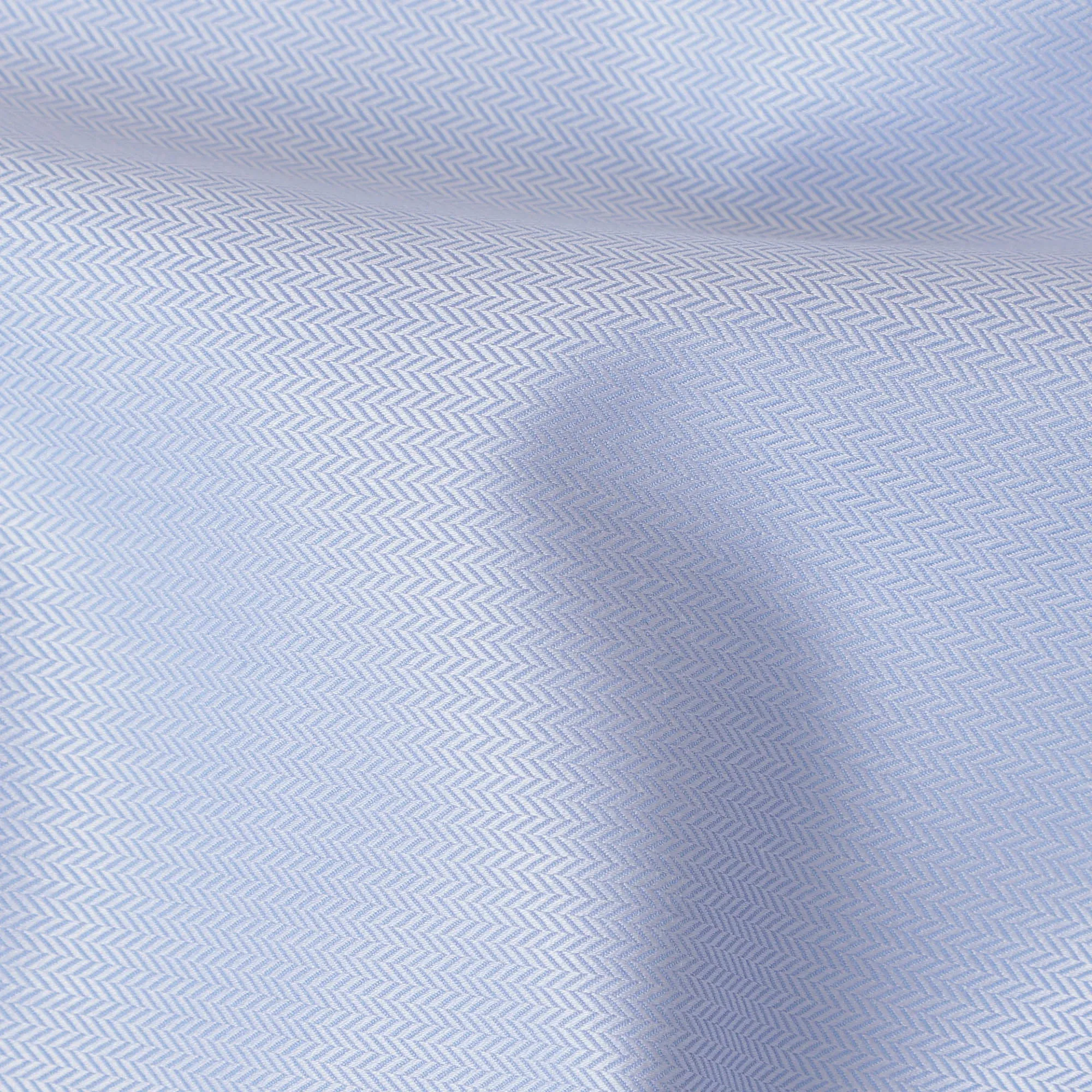 Sky Blue Solid 100% Cotton Shirting Fabric in Herringbone Design, 150 cm Width, Made in Italy-D20508