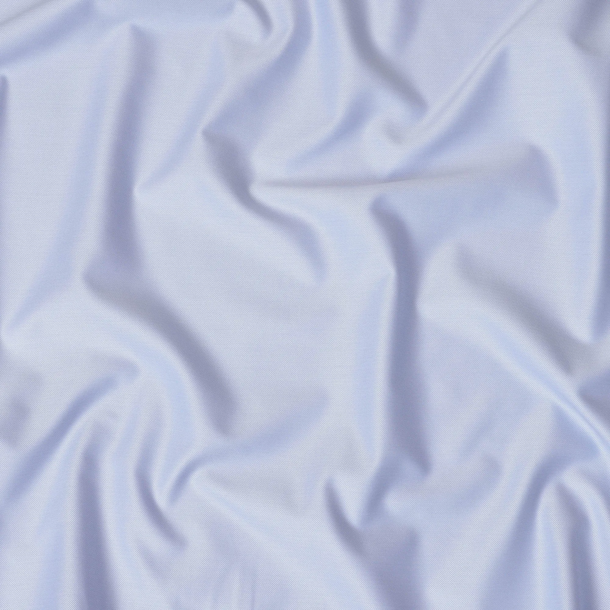 Sky Blue Solid 100% Cotton Shirting Fabric in Herringbone Design, 150 cm Width, Made in Italy-D20508