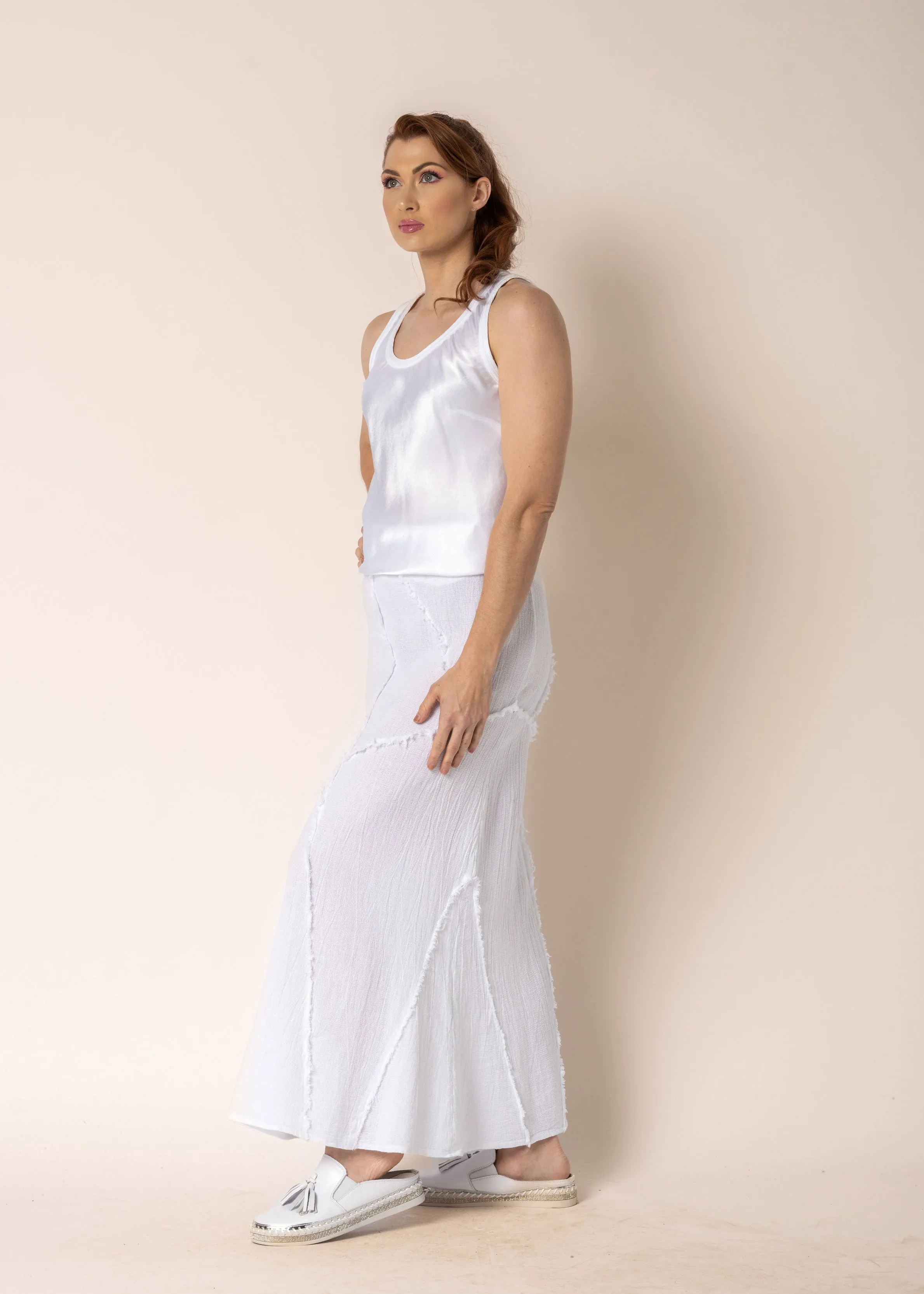 Skyla Linen Skirt in White