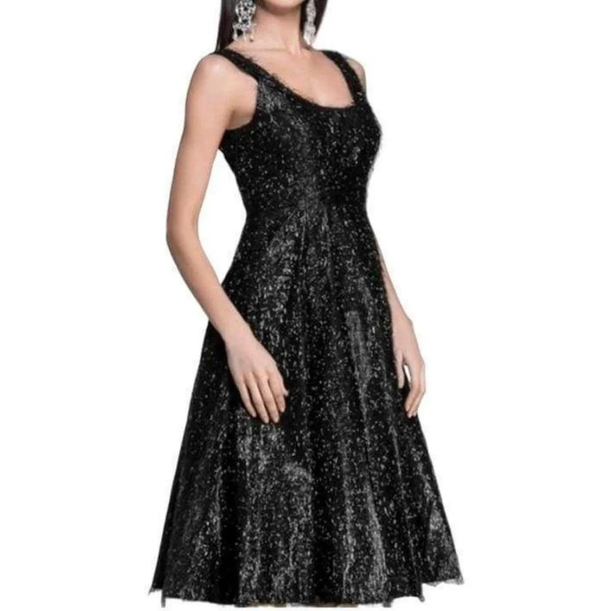 Sleeveless Beaded & Eyelash Fringe Dress