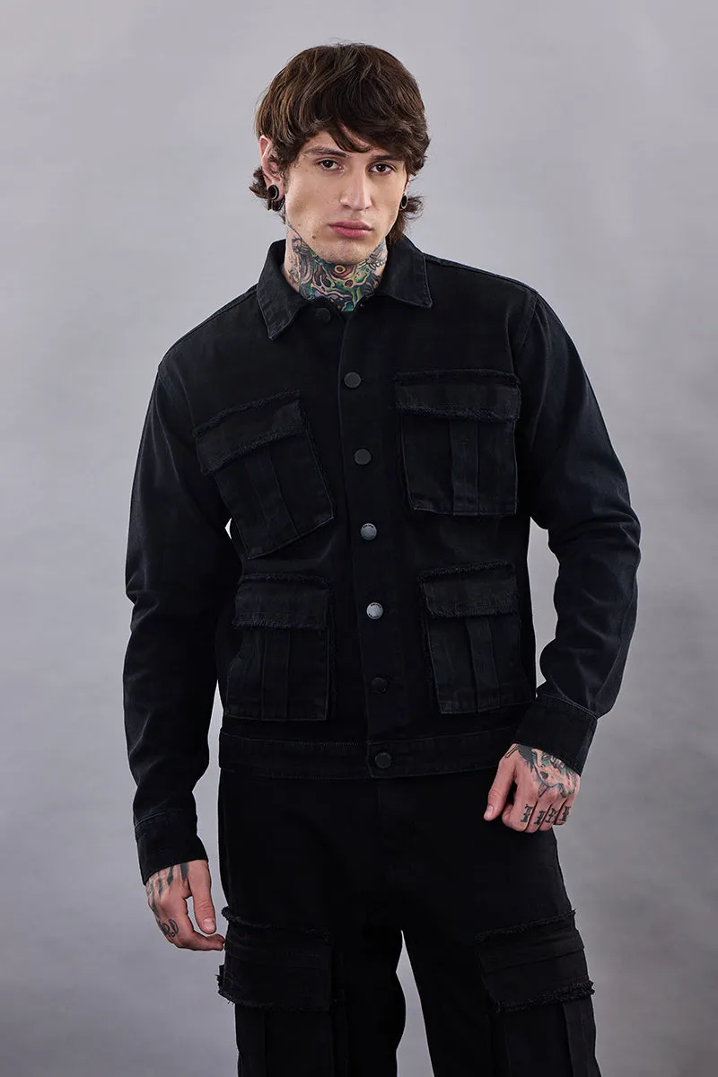 Snitch Revolution Black Utility Denim Jacket