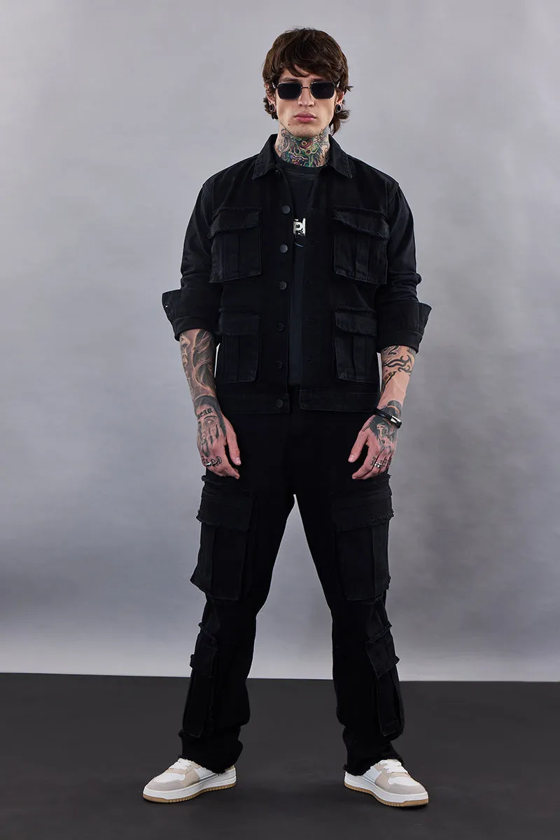 Snitch Revolution Black Utility Denim Jacket