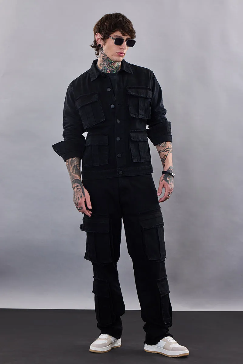 Snitch Revolution Black Utility Denim Jacket