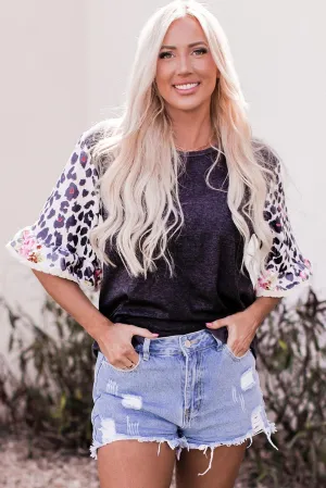 Stay Motivated Leopard Half Sleeve Top