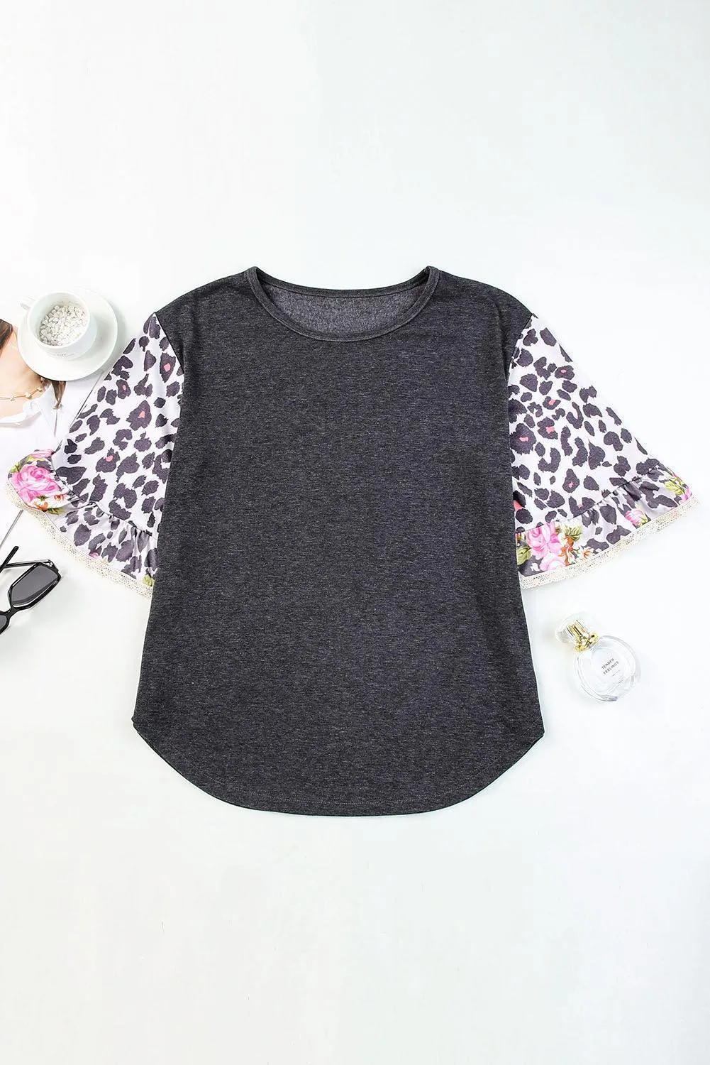 Stay Motivated Leopard Half Sleeve Top
