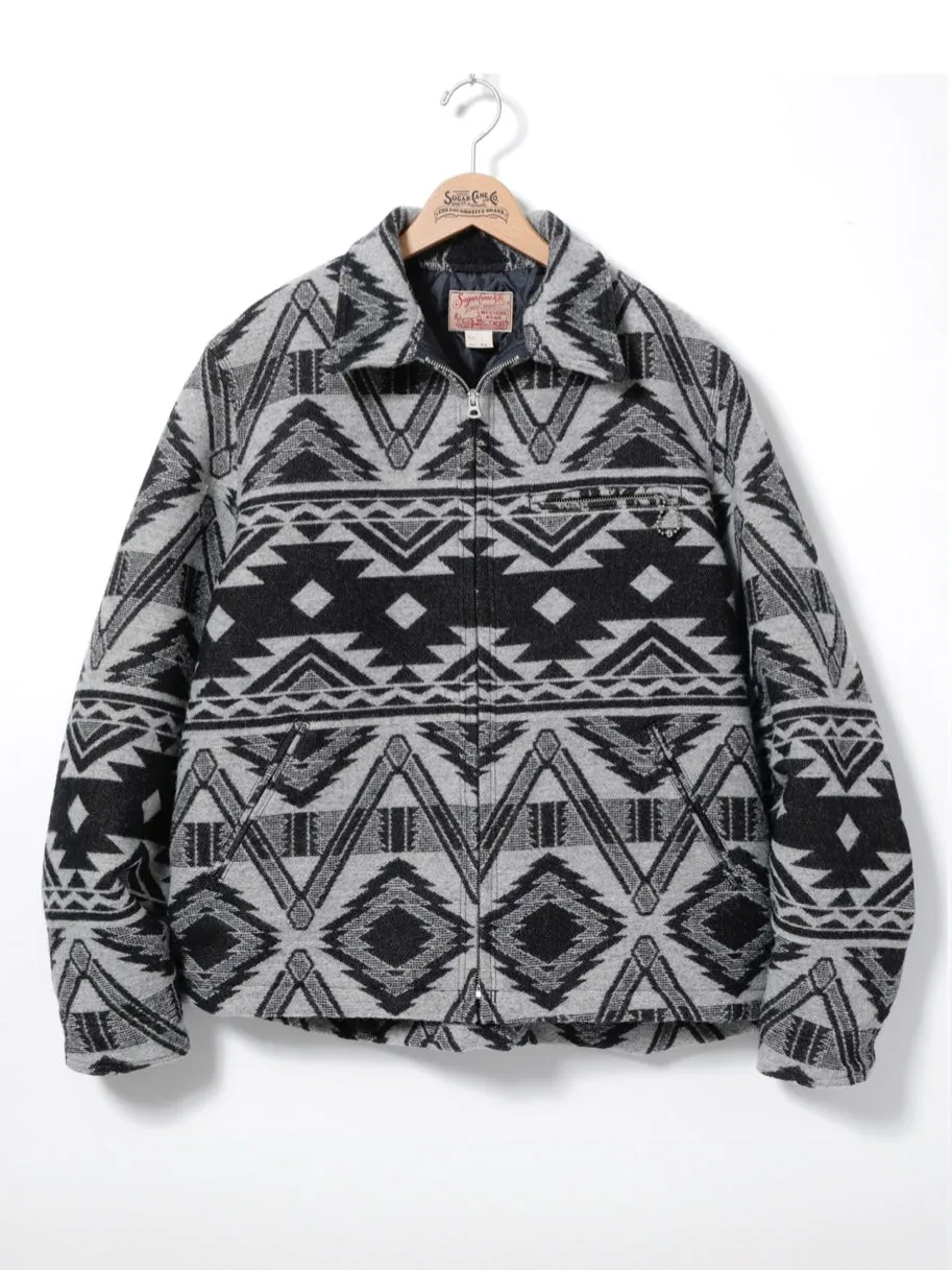 Sugar Cane, Native American Wool Blanket Jacket, Black