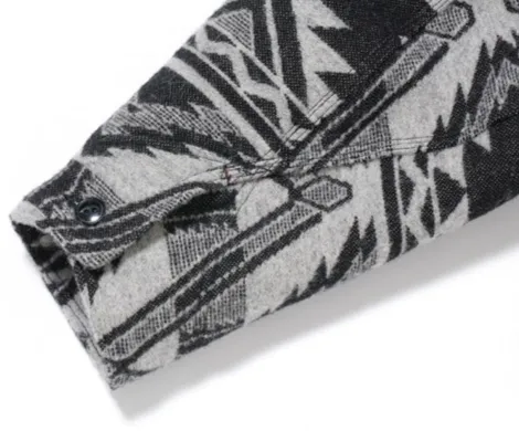 Sugar Cane, Native American Wool Blanket Jacket, Black
