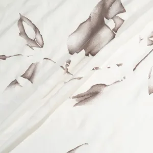 Taupe Floral Printed Ivory Pure Silk Crêpe