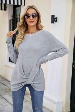 Uniquely Warm Twist Front Sweater