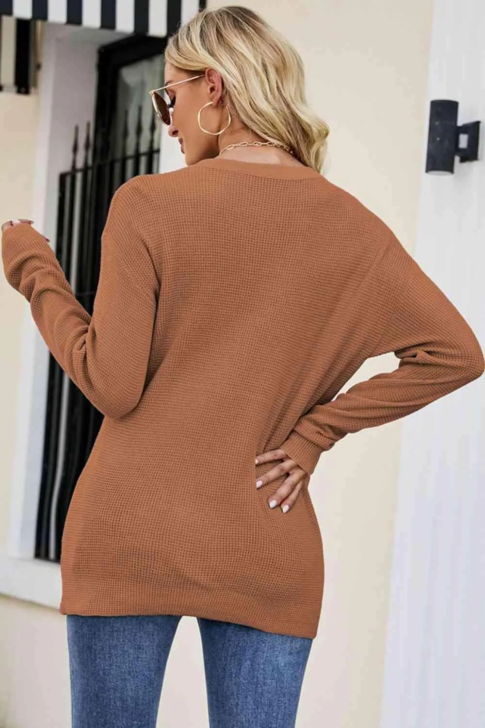 Uniquely Warm Twist Front Sweater
