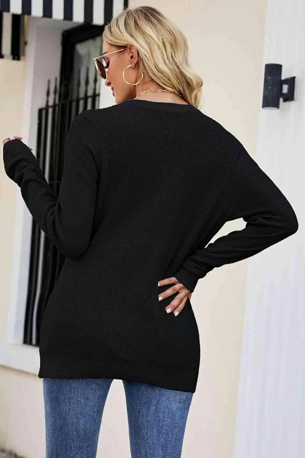 Uniquely Warm Twist Front Sweater