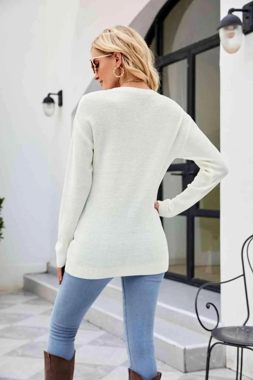 Uniquely Warm Twist Front Sweater