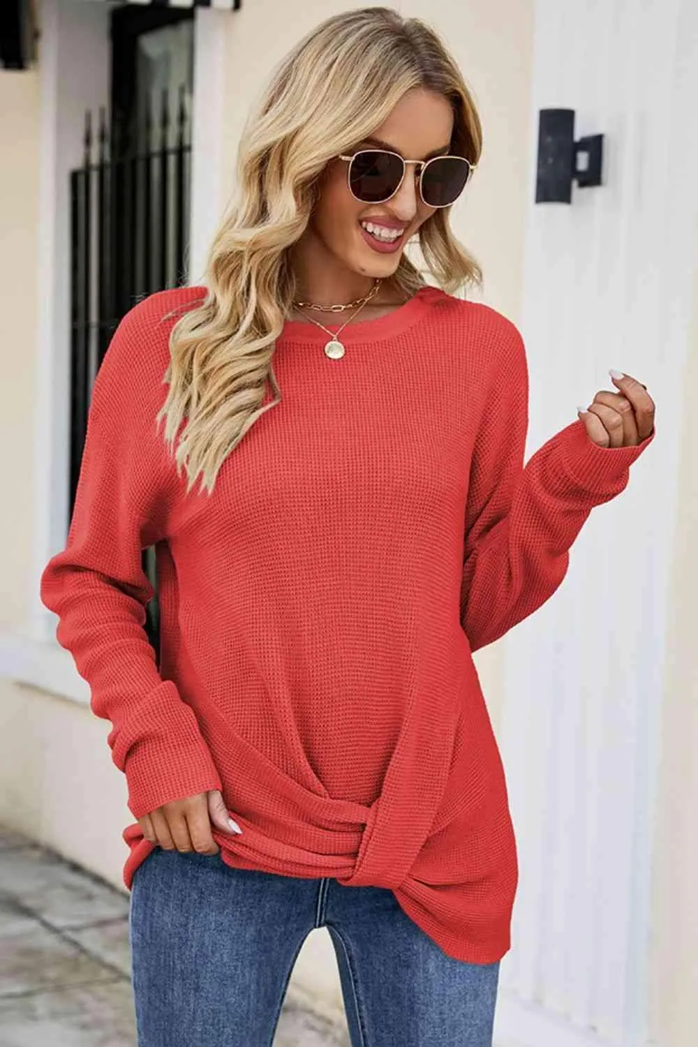 Uniquely Warm Twist Front Sweater